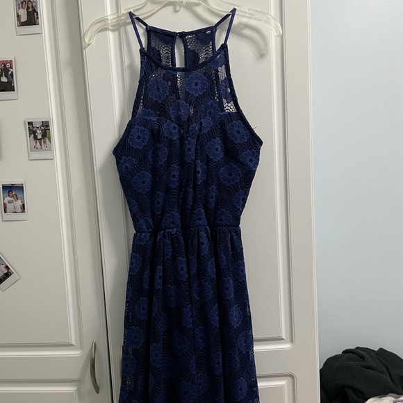 Streetwear Society Dresses & Skirts - Navy Halter-Neck Floral Dress